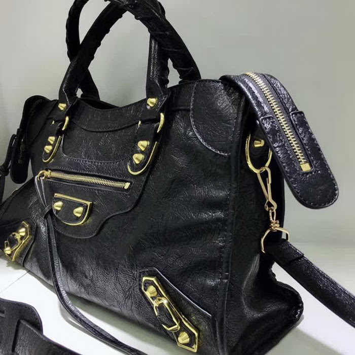 BALENCIAG巴黎世家 Balenciaga city S 平金 38cm 限量的爆裂紋羊皮 手提肩背斜挎包  BL1753